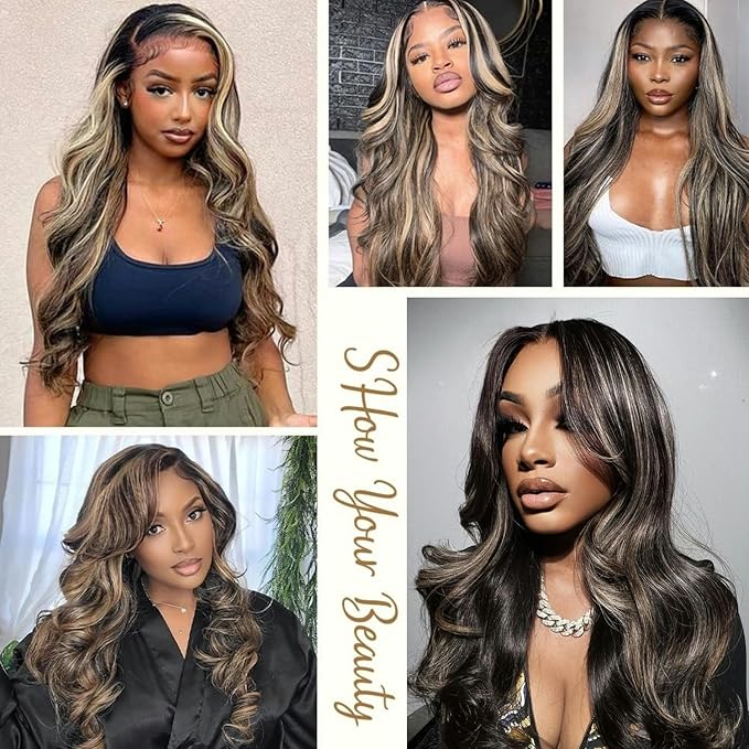 5x5 Wear and Go Glueless Wig Human Hair Pre Plucked Pre Cut FB/27 Honey Blonde Body Wave Lace Front Wigs Human Hair for Women 180% Density 22Inch