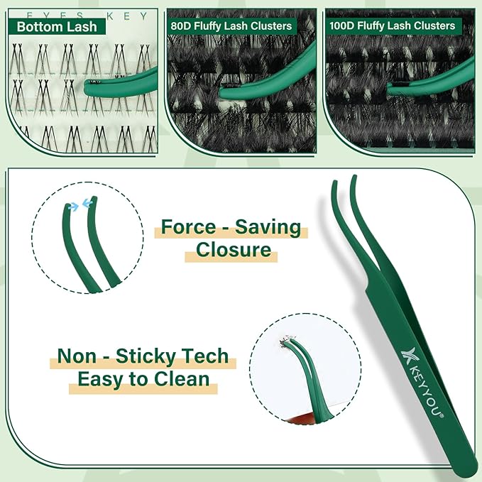 Lash Extension Kit with Bottom Lashes Mixed 5-18mm 80D 100D Eyelash Extension Kit Multi-Type Lash Clusters with Bond and Seal Applicator Remover DIY at Home