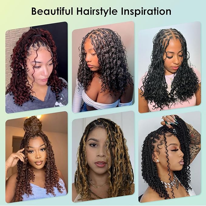 18" 13x8 Inch HD Lace Front Boho Box Braided Wigs With Cruls Ends Short Knotless Box Braid Wig for Women Full Braided Lace Front Wig With Baby Hair Blonde Natural Color
