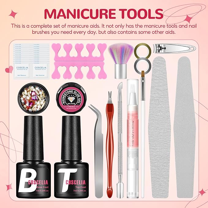 39PCS Gel Nail Polish Kit with U V Light 20 Colors Gel Nail Kit Glitter Nude Pink Red Blue 36W Nail Lamp Base Top Coat Nail Art Rhinestones Manicure Tools Starter Kit