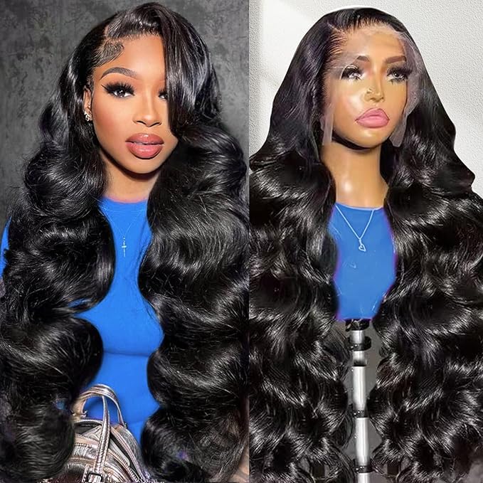 34 Inch 13x4 HD Lace Front Wigs Human Hair Body Wave Lace Frontl Wigs Human Hair Pre Plucked 180% Density Glueless Wigs Human Hair With Natural Black Hairline Baby Hair For Women