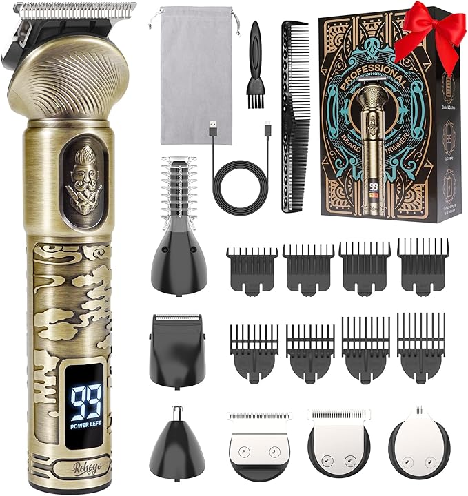 Beard Trimmer for Men, Waterproof Cordless Hair Clipper, Electric Razor Shaver, Mens Grooming Kit for Mustache Nose Body Facial Hair, Rechargeable Beard Trimmer Kit, Gifts for Men