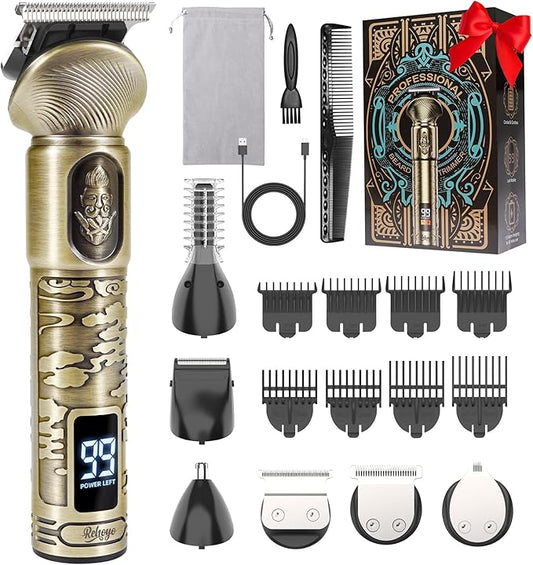 Beard Trimmer for Men, Waterproof Cordless Hair Clipper, Electric Razor Shaver, Mens Grooming Kit for Mustache Nose Body Facial Hair, Rechargeable Beard Trimmer Kit, Gifts for Men