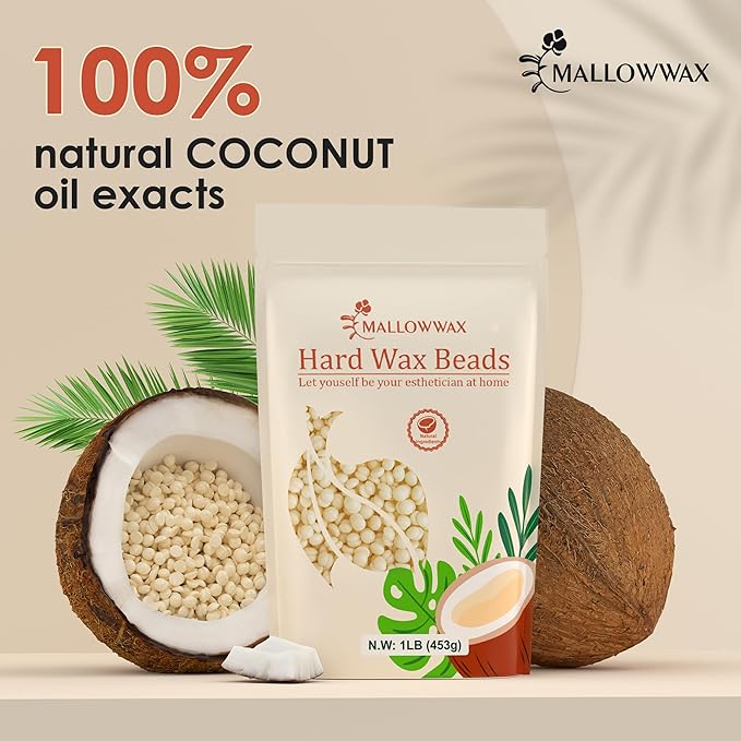 Hard Wax Beads, 1lb Cream Wax Beans for Hair Removal, Waxing Beads Refill for Bikini, Armpit, Arms, Back, Chest, Legs, Suitable for Home Waxing for Women Men