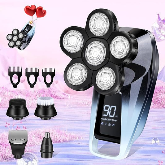 Electric Razors for Women,6 in 1 Womens Electric Leg Shaver Cordless Painless Facial Hair Removal for Arms and Underarms Bikini Trimmer,Portable and Safe Wet and Dry Use Women Shaver,White Black