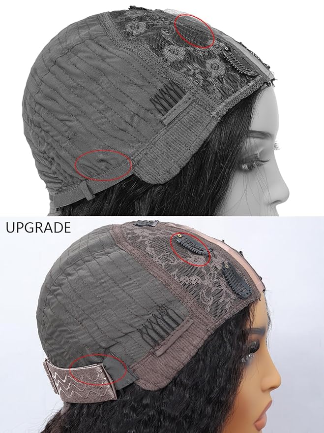 DMKEEP Kinky Straight U Part Human Hair Wig 12A Upgraded Glueless Full Head Clip in U Part Wigs for Women 28 Inch