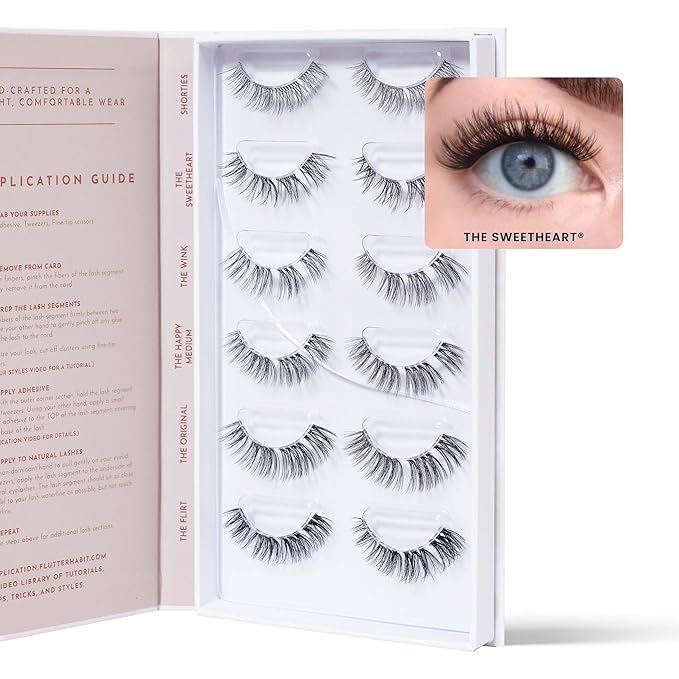 Collection Box Lashes – Natural Lash Clusters for Women - Salon Quality At Home Eyelashes Extension Kit - 6 Lash Sets - No Lash Glue Included