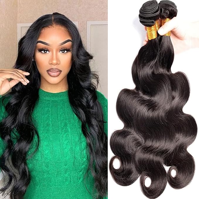 12A Human Hair Bundles 22 24 26 Inch Body Wave Bundles Human Hair 100% Unprocessed Brazilian Virgin Hair 3 Bundles Deals Weave Extensions Natural Black Color Bundle