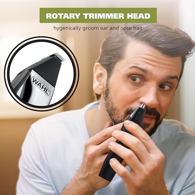 Wahl Color Pro All in One Rechargeable Cordless Color Coded Beard Trimmer with Detail Eyebrow Trimmer and Rotary Nose Hair Trimmer for Men- Model 3025945