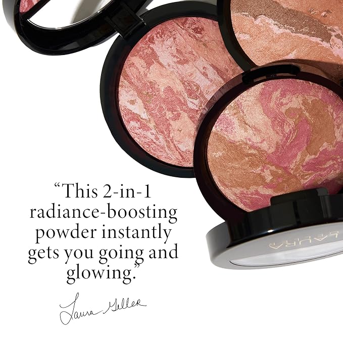 LAURA GELLER NEW YORK Baked Blush-n-Bronze Marbleized 2-in-1 Sculpting Bronzer Blush - Rose Bronze - Contour Face with a Radiant Flush