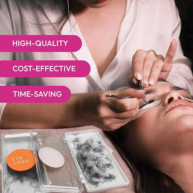 500 Promade Fans - 6D 0.07 Size 9mm Curl D - Volume Premade Lash Fans for Eyelash Extensions Middle Stem Handmade Loose Pre Made Eyelash Fluffy Soft Pointy Base