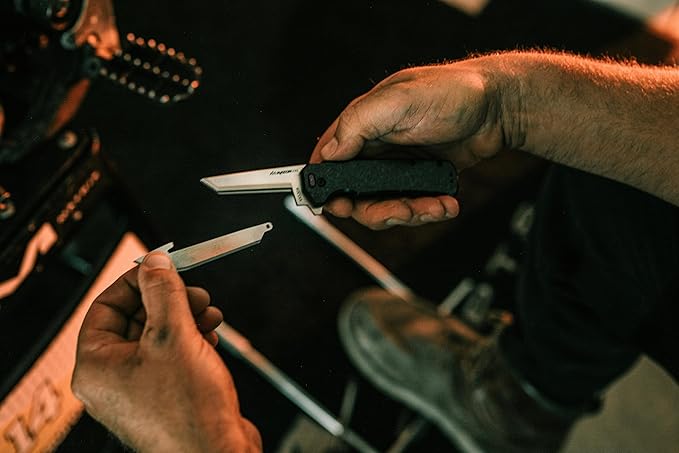 OUTDOOR EDGE Razor VX5 | Replaceable Blade EDC Folding Pocket Knife | 3" Blade, Ceramic Ball Bearings, Carbon Fiber Handle, Reversible Pocket Clip | Outdoor, Camping, Survival, Utility