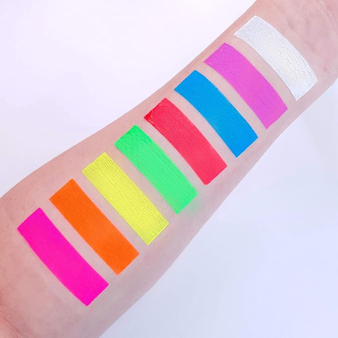 Blacklight Face and Body Paint 1.7oz - Set of 8 Tubes - Neon Fluorescent