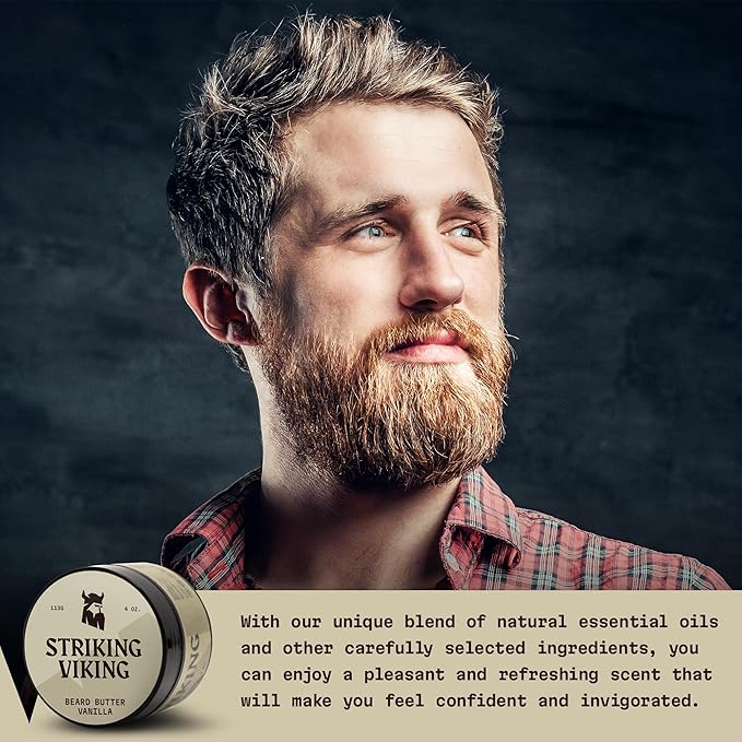 Striking Viking Pack of 2 Beard Balm (2oz) and Beard Butter (4oz) Vanilla Scent