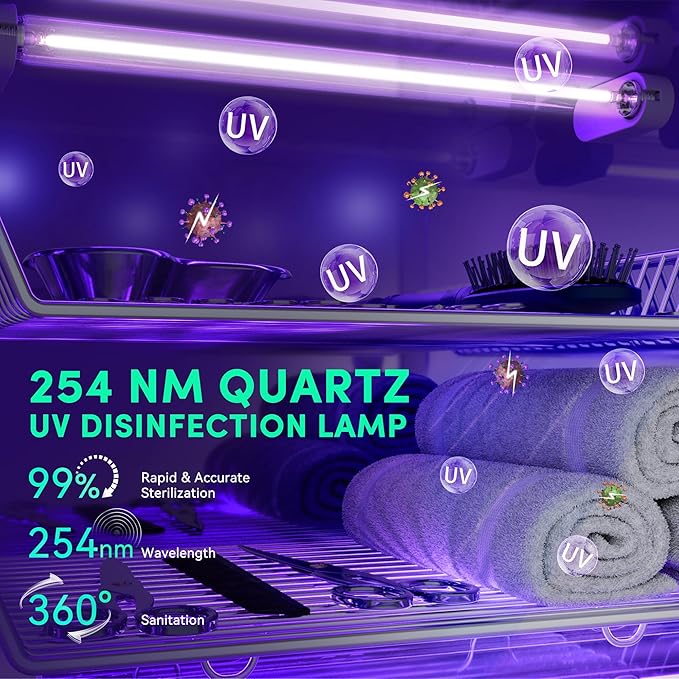 Nail Tool Cabinet, 12L Large Capacity Sanitizer Box Cleaning Supplies, Multi-Functional Nail Cleaner Box Manicure Tool Cleaning Cabinet Equipment Sanitizing for Beauty, Toys, Towels, Nail Salon Tool