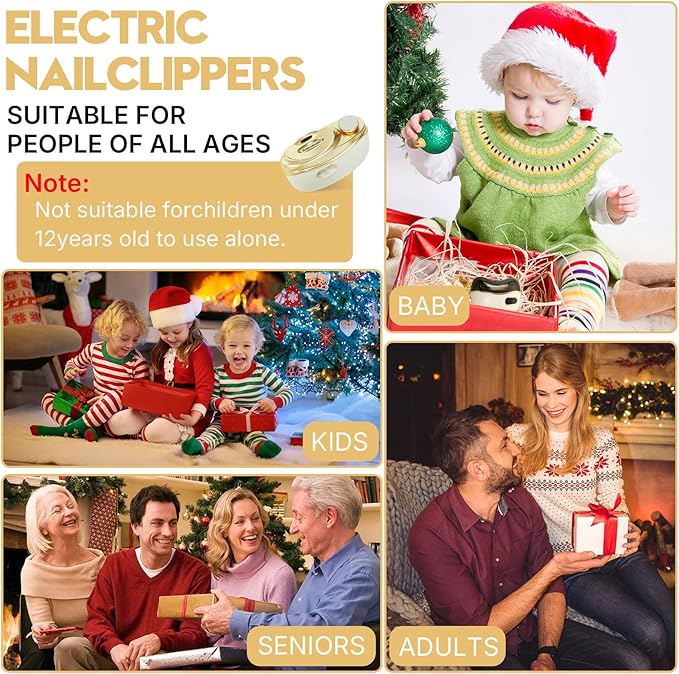 Electric Nail Clipper, Automatic Electric Nail Trimmer and Polisher for Adults Seniors, Intelligent Electric fingernail Clippers with Collector, Gift for Your Loves (Black)