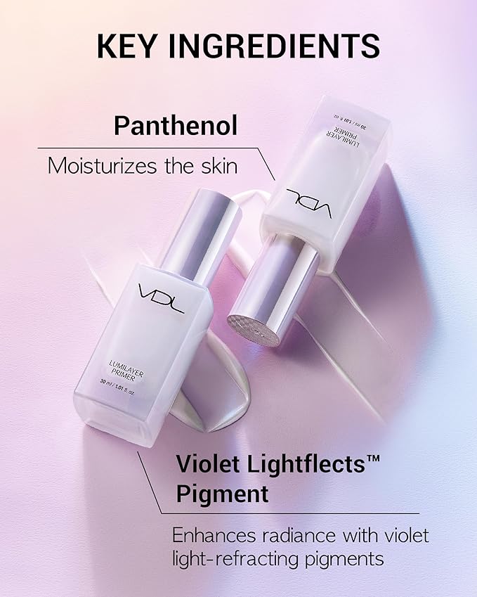 VDL Lumilayer Primer (Glowy Finish, 1.01fl oz) - Illuminating Pearl Makeup Base for Glowing Skin. Korean Makeup. Hydrating Radiance