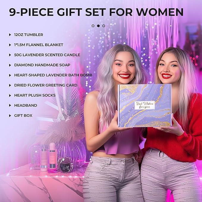 GRANNY SAYS Birthday Gifts for Mom, Spa Gifts for Women, Get Well Soon Gift Baskets, Self Care Gifts for Women, Care Package with Flannel Blanket for Mom, Friendship, Wife, Sister