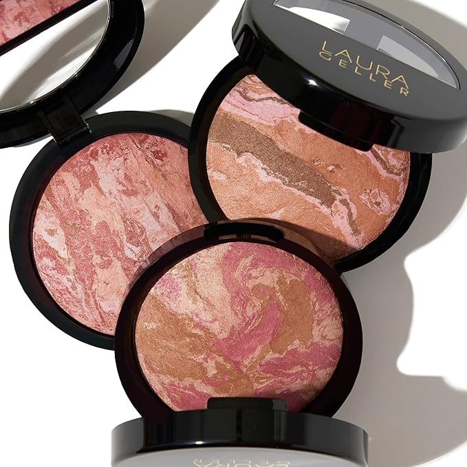 LAURA GELLER NEW YORK Baked Blush-n-Bronze Marbleized 2-in-1 Sculpting Bronzer Blush - Tropical Bronze - Contour Face with a Radiant Flush