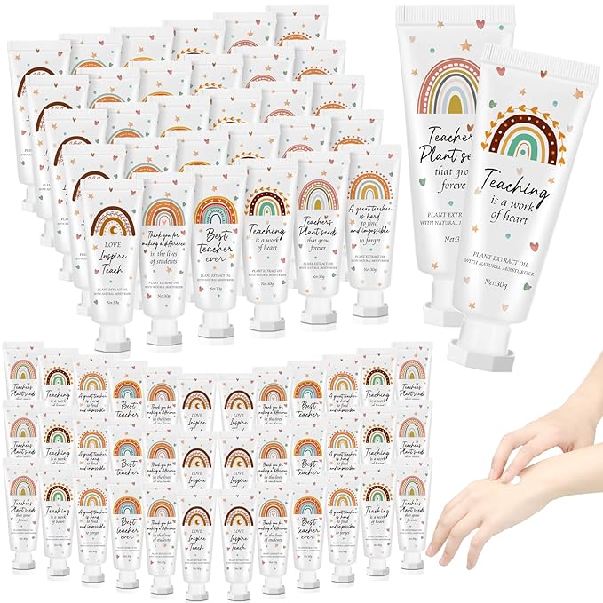72 Pcs Teacher Appreciation Hand Cream Gifts Boho Rainbow Graduation End the Year Thank You Teacher Gifts for Women Travel Size Hand Cream Christmas Moisturizing Hnad Lotion