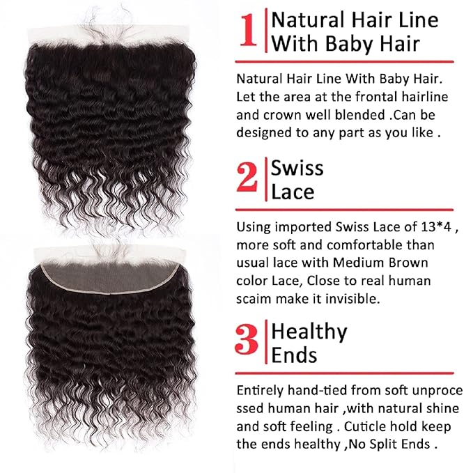 12A Grade Loose Wave Lace Frontal 13x4 Ear to Ear Lace Frontal Closure 20 Inch 100% Unprocessed Brazilian Virgin Human Hair Swiss Lace Frontal 200% Density Pre Plucked With Baby Hair Natural Color