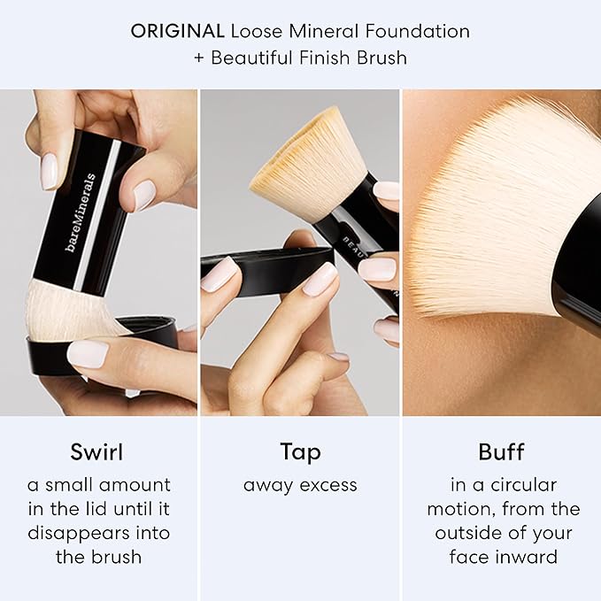 bareMinerals Original Get Started Kit, 4 Piece Mini Mineral Makeup Includes Original Loose Foundation, Face Primer, Setting Powder, Brush, Travel Sizes, Must-Have Kit, Vegan