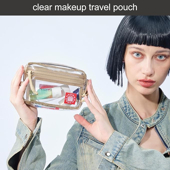 Rough Enough Small TSA Approved Toiletry Bag Clear Makeup Travel Pouch Compact Quart Size For Travel Business Trips Leakproof PVC With YKK Zipper