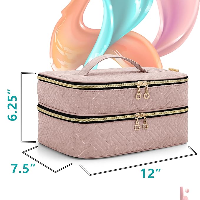 BAFASO Nail Polish Organizer Holds 40 Bottles (15ml - 0.5 fl.oz), Nail Polish Case with Manicure Tools Storage Sections (Patented Design), Pale Rose