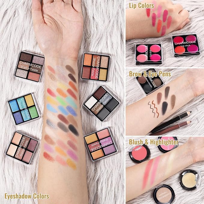 Makeup Kit for Teen Girls & Women Full Kit, Beauty Train Case with Starter Cosmetics Set, Make Up Valentine's Gift Box with Eyeshadow,Lipgloss,Highlight,Blush,Lip&Eye Pen,Brush & More(GoldenBrown)