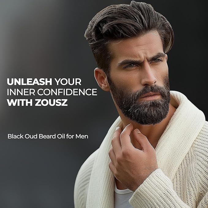 Beard Oil for Men, 100mL Refill Pouch - Black Oud (Growth Enhancer), Beard Care Essential, Moisturiser/Softener, Non-Greasy After Shaving Oil, Paraben-Free