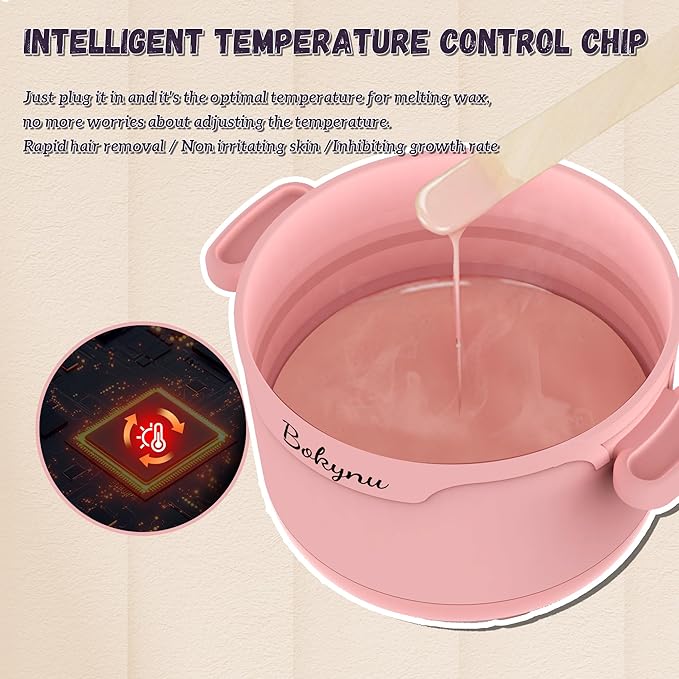 Facial Wax Warmer for Hair Removal, Home Bikini Sugar Waxing Kit for Women & Men, Collapsible Silicone Waxing Pot，Smart Temperature Control, Leg Face Body Eyebrow Wax Kit (Waxing Pot Kit)