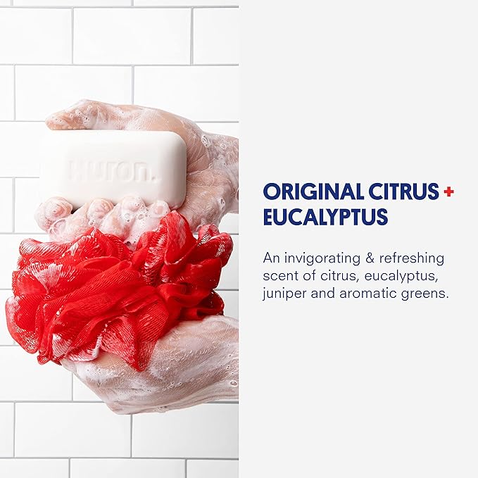 Huron Bar Soap - Citrus + Eucalyptus, 1 Pack - Crisp & Invigorating Scent of Citrus, Eucalyptus, Mint & Aromatic Greens