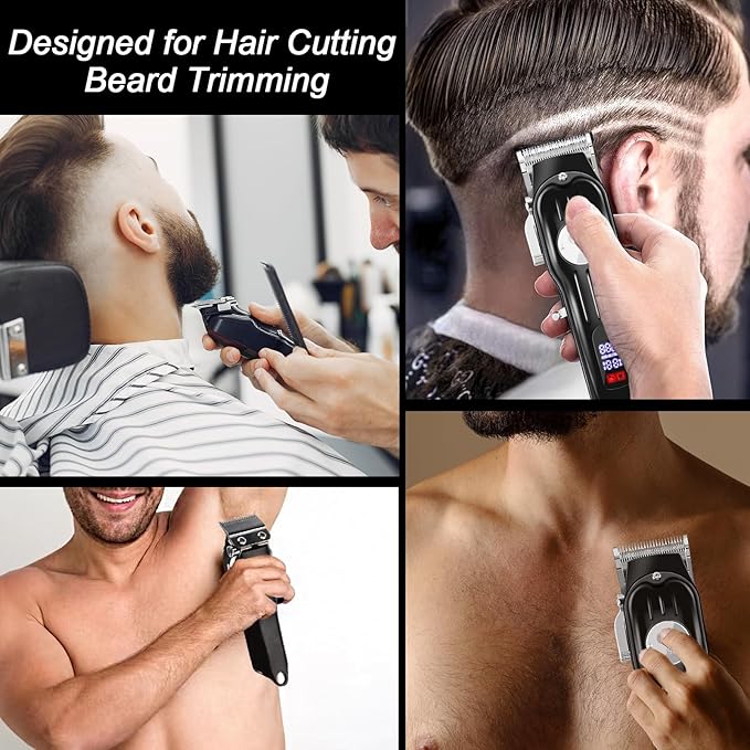 CIICII Hair Clippers for Men Professional, Cordless Barber Clippers for Hair Cutting (Rechargeable USB Adjustable Mens Hair Trimmer with 8 Metal Guards, 13Pcs Grooming Haircut Kit) for DIY Home Salon
