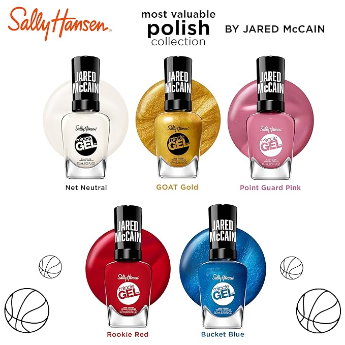 Sally Hansen Miracle Gel™ x Jared McCain, Trio Set, Long Lasting, Gel-Like Formula, No UV Lamp Needed, Blue and Red Nail Polish