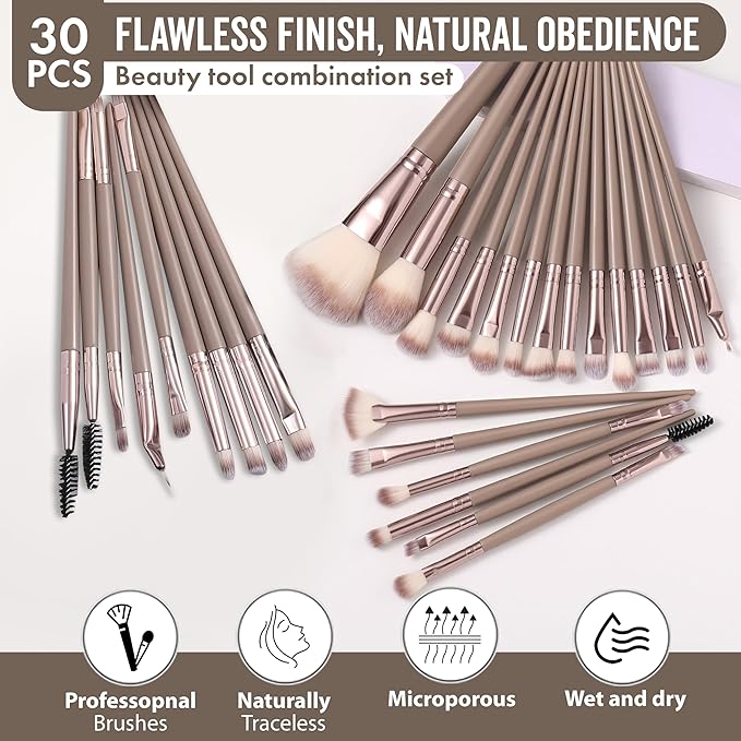 Professional Makeup Tools Set, 54pcs set Cosmetic Brush & Sponge & Puff & Headband & Brush Cleaning Bow Set,Facial Makeup & Cleaning Accessories, Makeup Products, Valentine Day Gift for her