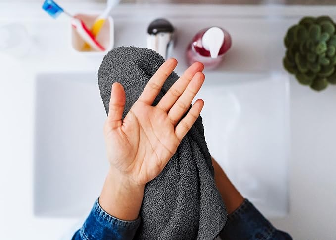 Utopia Towels 12 Pack Premium Wash Cloths Set, 12 by 12 Inches, 100% Cotton Ring Spun, Highly Absorbent and Soft Feel Essential Washcloths for Bathroom, Spa, Gym, and Face, Grey