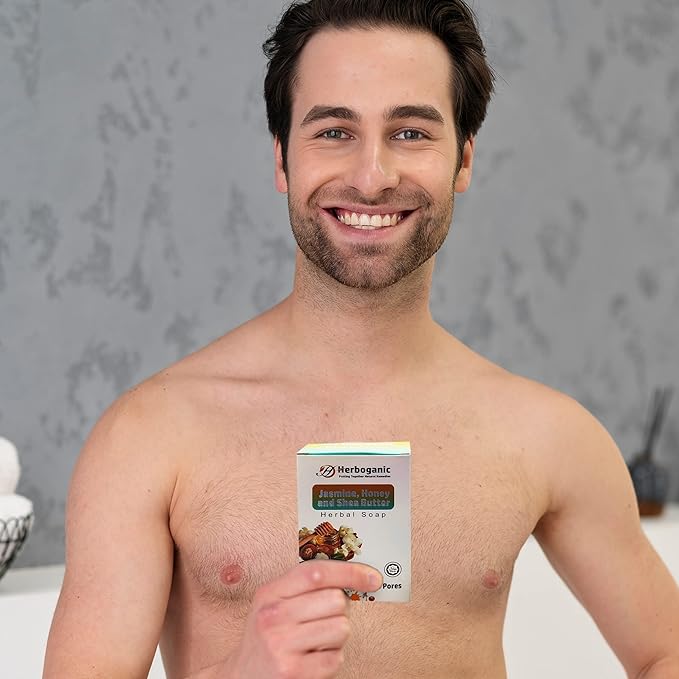 Jasmine Honey and Shea butter Herbal Soap | Pack of 6 of 5oz soap Bar | Ideal for Men and Women, Soothing and Nourishing Soap for Moisturization