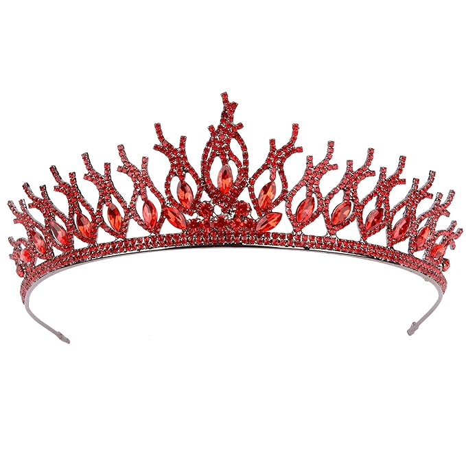 LIMELIA Women's Tiara for Henna Wedding Party|Glitter Hair Accessories for Bridal Birthday Pageant Prom Halloween Cos-play Christmas Party|Tulip-Red