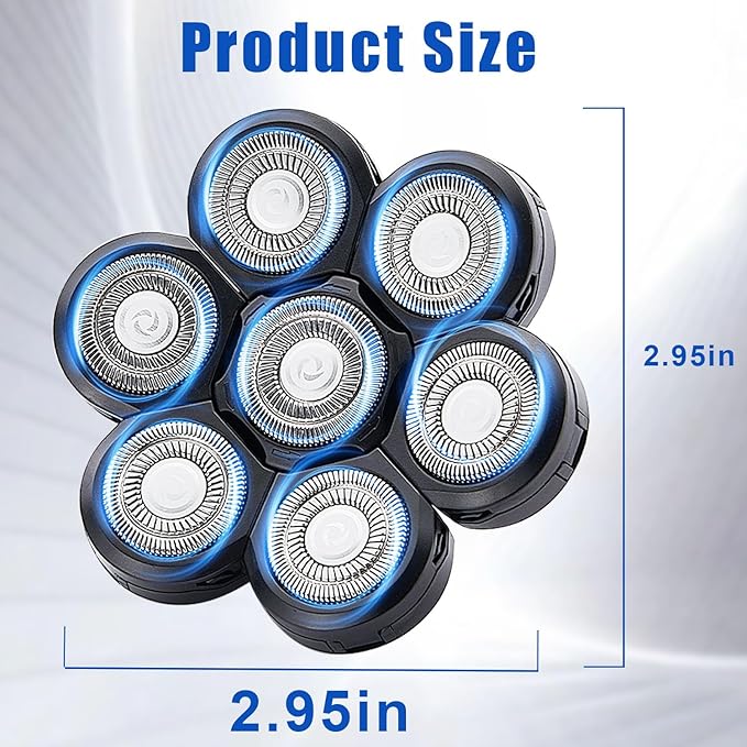 7 Head Shaver Replacement Razor Heads for Many Brands Bald Men's Electric Foil Shaver Replacement,Universal Shaver Replacement Blades for Electric Razor for Men Bald and Face (Black 7 Head/2PCS)