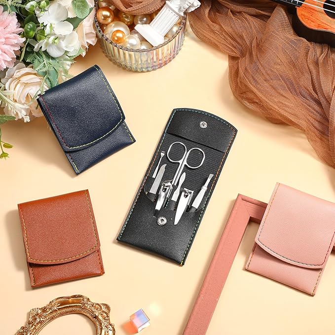 Lasnten 24 Set Manicure Set Bulk Nail Clippers Grooming Nail Kit Stainless Steel Professional Pedicure Kit Pedicure Tools with Travel Case Gifts for Men Women Personal(7 in 1,Fresh Colors)