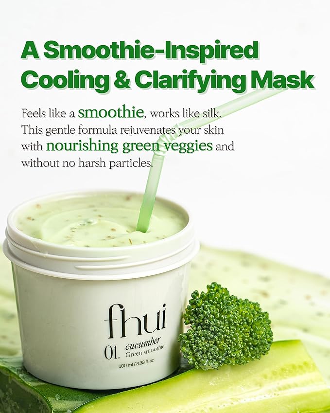 Cucumber Green Smoothie | Cooling Wash-Off Face Mask for Glass Glow Skin | Soothing Redness with Glutathione, 10-Hyaluronic Acid & Basil | Korean Skin Care for a Clear, Cool-Toned Complexion
