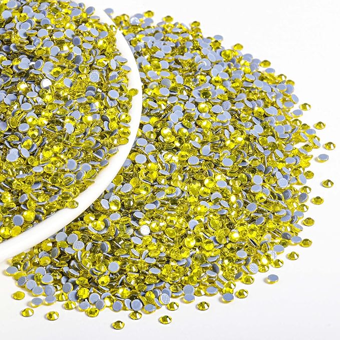 Beadsland Hotfix Rhinestones Bulk, 14400pcs Yellow Hot Fix Rhinestones for Crafts Clothes DIY Decoration, Citrine/Lemon Yellow, SS16, 3.8-4.0mm