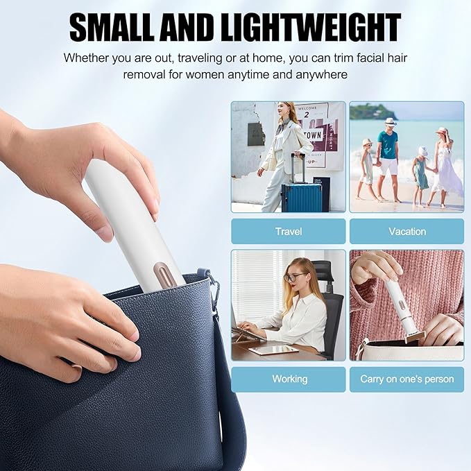 Pluxy Epil Pro 3.0 Women Face Epilator, 5 in 1 Epilator Hair Removal for Women, Electric Rechargeable Facial Hair Divice for Face,Lip,Chin with 5 x Replacement Heads, Nose Trimmer for All Skin Types