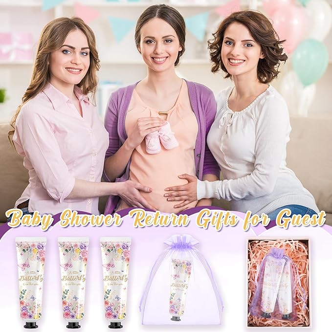 48 Sets Baby Shower Hand Cream Bulk Little Butterfly Baby Shower Favors Bridal Thank You Hand Cream for Guests Travel Size Lotion with Organza Bags