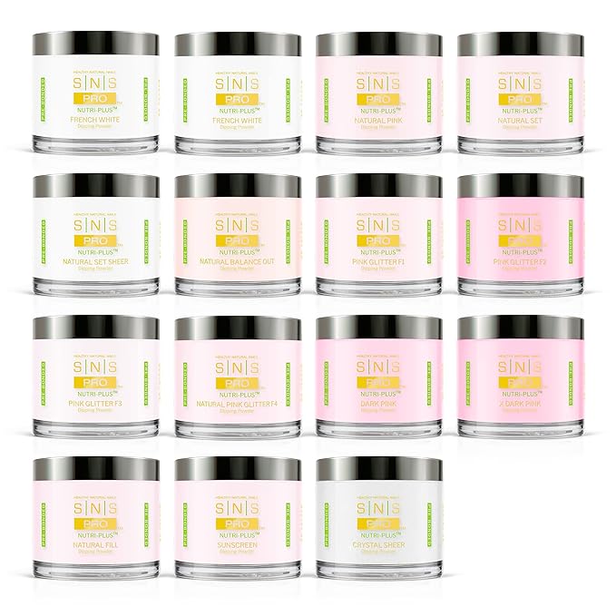 SNS Nails Dip Powder Kit, Set - Pink & White Master 14-Piece Set - Long-Lasting Acrylic Nail Color & Polish Lasts up to 14 days - Low Odor & No UV Lamp Needed - 4 Oz