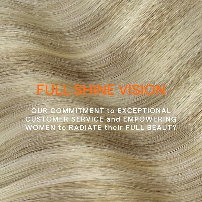 Full Shine 20 Inch Clip in Human Hair Blonde Real Hair Extensions Dirty Blonde Highlighted 7 Pcs Double Weft Brazilian Remy Hair Soft Straight Invisible Hair