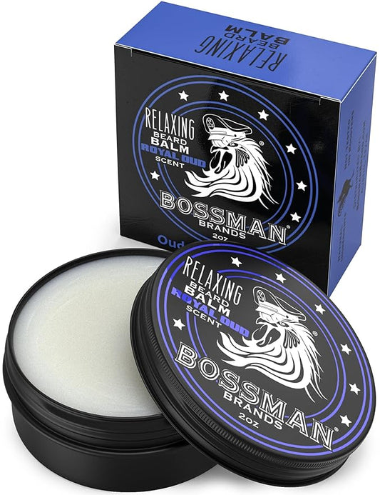 Bossman Relaxing Beard Balm for Men (Royal Oud Scent) – Tames, Relaxes, Thickens & Softens for Ultimate Beard Care – Made in USA