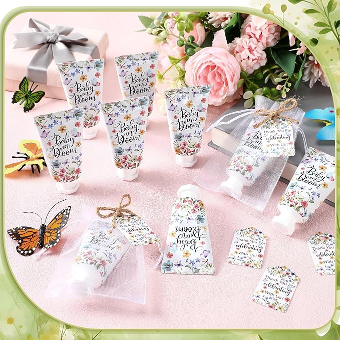 48 Sets Baby In Bloom Hand Cream Gifts Baby Shower Hand Cream Party Favors for Guests Wildflower Gift Bulk Travel Size Lotion Set for Guest