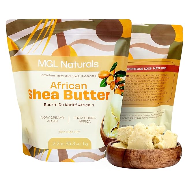 African Shea Butter Ivory 2.2 lb 100% Pure, Raw and Unrefined. Nourish and moisturize. Use alone or DIY recipes. From Ghana, Africa. (35.3oz | 2.2 lb | 1kg)