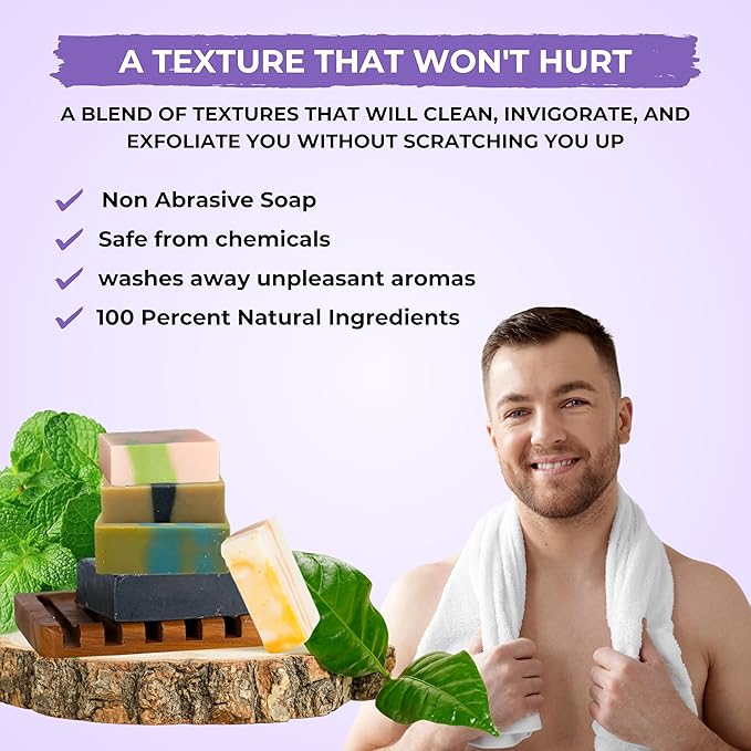 All Natural Bar Soap for Men Handmade Cold Process with Organic Ingredients and Essential Oils Mens Soap - Pine Tar, Citrus Cedarwood, Irish Mountain Rain, Good Room, Dogs Bay Beach Pack of 5